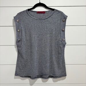 Love Scarlett nautical style sleeveless top with anchor button detail size M
